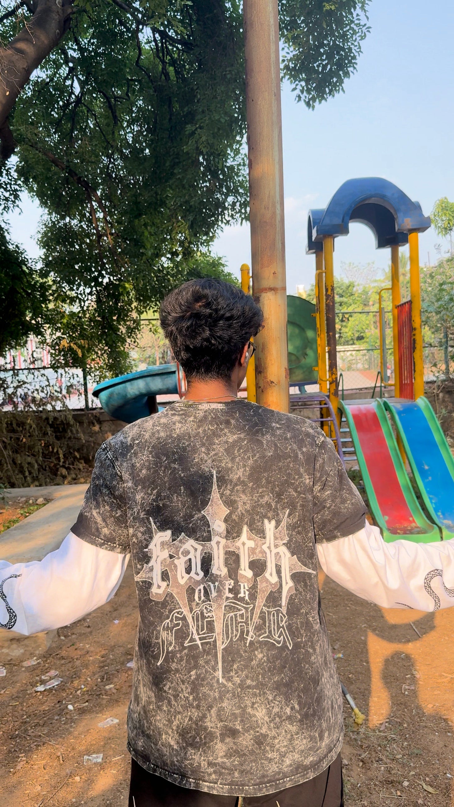 Faith Over Fear – Oversized Acid Wash Tee