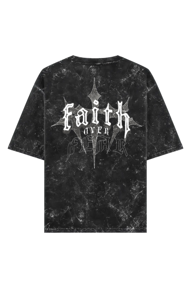 Faith Over Fear – Oversized Acid Wash Tee